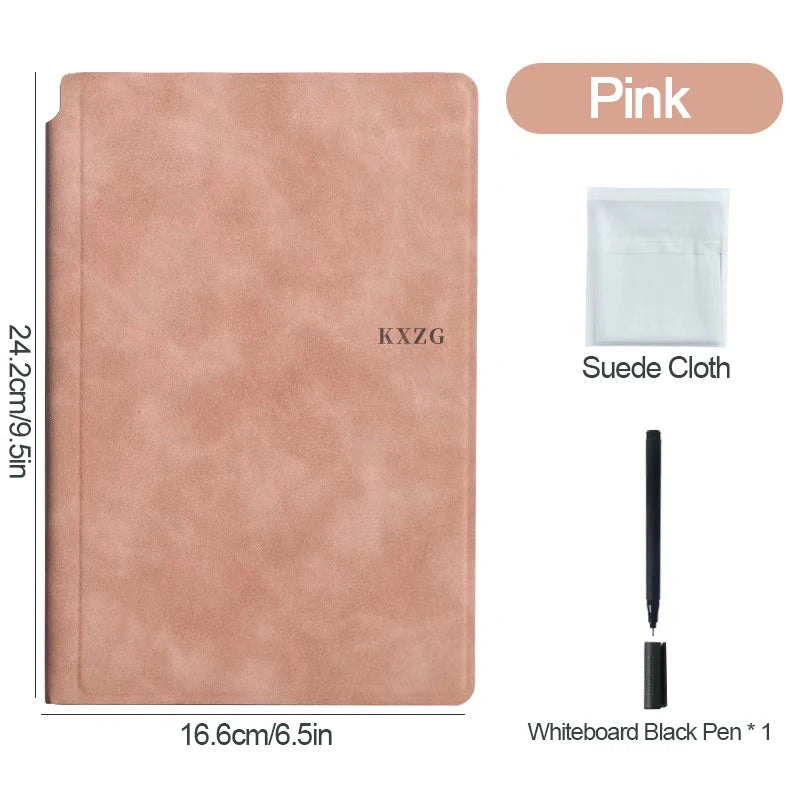 A5 Erasable Whiteboard Notebook, Leather Cover Portable Draft Notebook, Reusable Writing Board Desktop Memo Pad