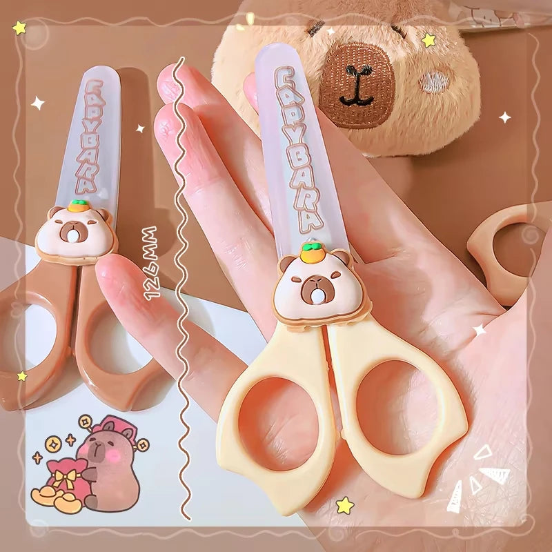 Cute Capybara Craft Scissors, Mini Safety Scissors for Kids, Practical Back to School Stationery, Ideal for DIY and School Projects