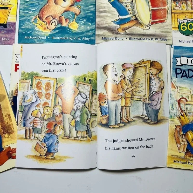 8 Books Set, I Can Read Paddington Cartoon Storybooks, English Picture Books with Audio, Early Educational Learning Books for Kids