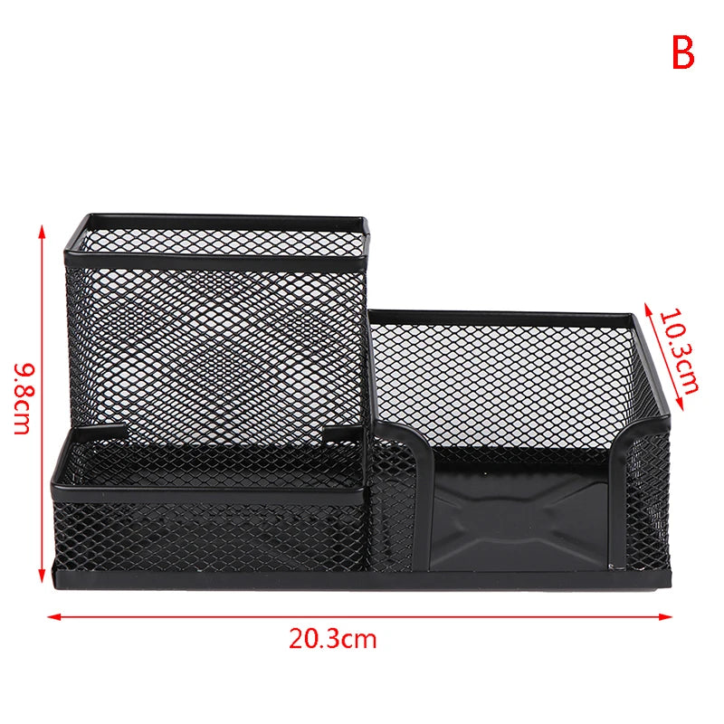 Creative Metal Desk Organizer, 3-Grid Pen Holder, Multifunctional Pencil & File Storage Rack, Practical Office Desktop Accessories