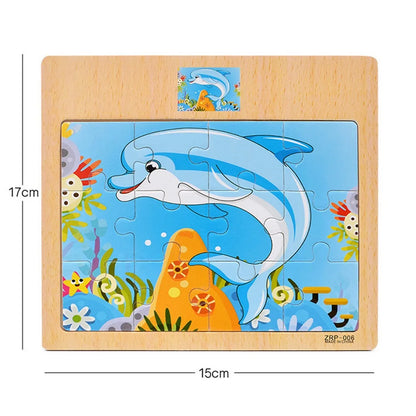 Popular 12/9 PCS Wooden Puzzle Set – Cute Cartoon Vehicles & Animal Designs, Early Learning & Educational Toys, Perfect Gift for Kids & Babies
