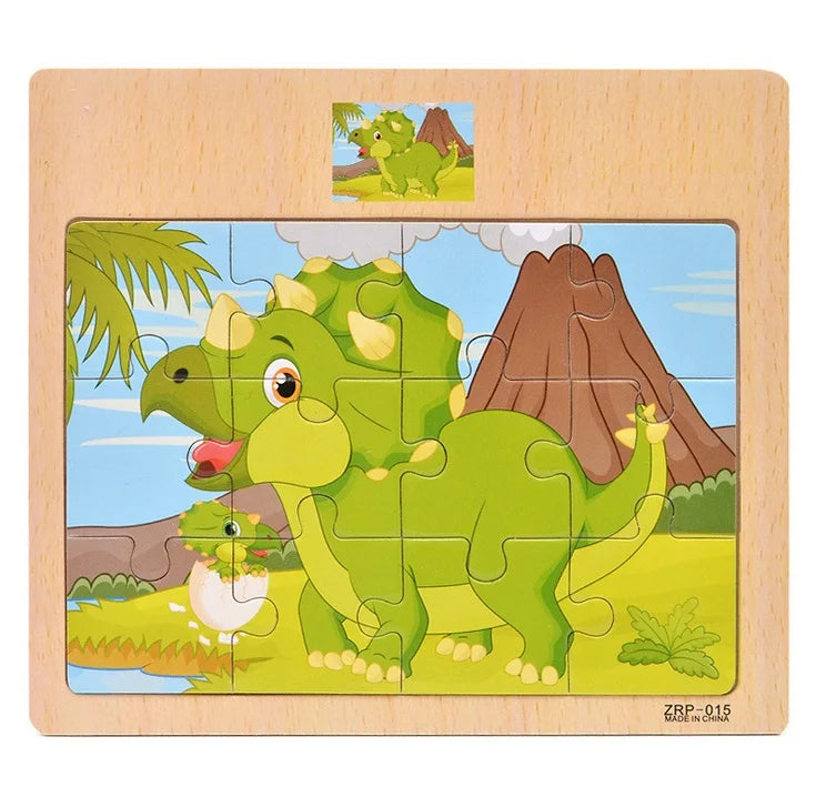 Popular 12/9 PCS Wooden Puzzle Set – Cute Cartoon Vehicles & Animal Designs, Early Learning & Educational Toys, Perfect Gift for Kids & Babies