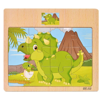 Popular 12/9 PCS Wooden Puzzle Set – Cute Cartoon Vehicles & Animal Designs, Early Learning & Educational Toys, Perfect Gift for Kids & Babies