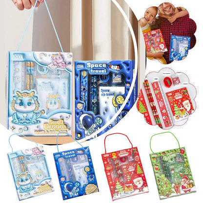 6 Pieces Cute Kids Stationery Set, Cartoon Style Kit with Pencil, Ruler, Eraser & Sharpener, Practical School Study Supplies