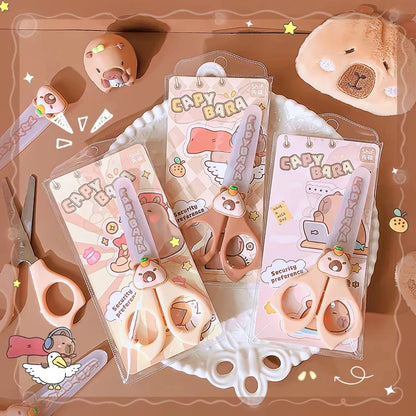 Cute Capybara Craft Scissors, Mini Safety Scissors for Kids, Practical Back to School Stationery, Ideal for DIY and School Projects