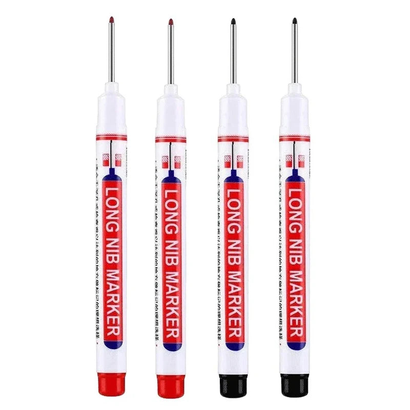 4Pcs/Set 20mm Deep Hole Long Nib Markers, Waterproof Permanent Pen for Metal, Drilling, Bathroom, Woodworking & Decoration, Multi-Purpose