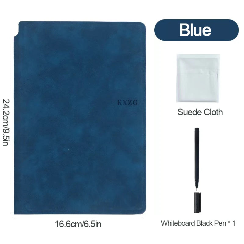 A5 Erasable Whiteboard Notebook, Leather Cover Portable Draft Notebook, Reusable Writing Board Desktop Memo Pad