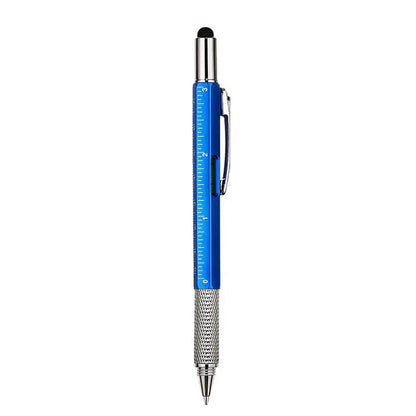 6-in-1 Multifunctional Ballpoint Pen with Hand Tool Features – Includes Ruler, Measuring Scale, Screwdriver, Touch Screen Stylus, and Spirit Level
