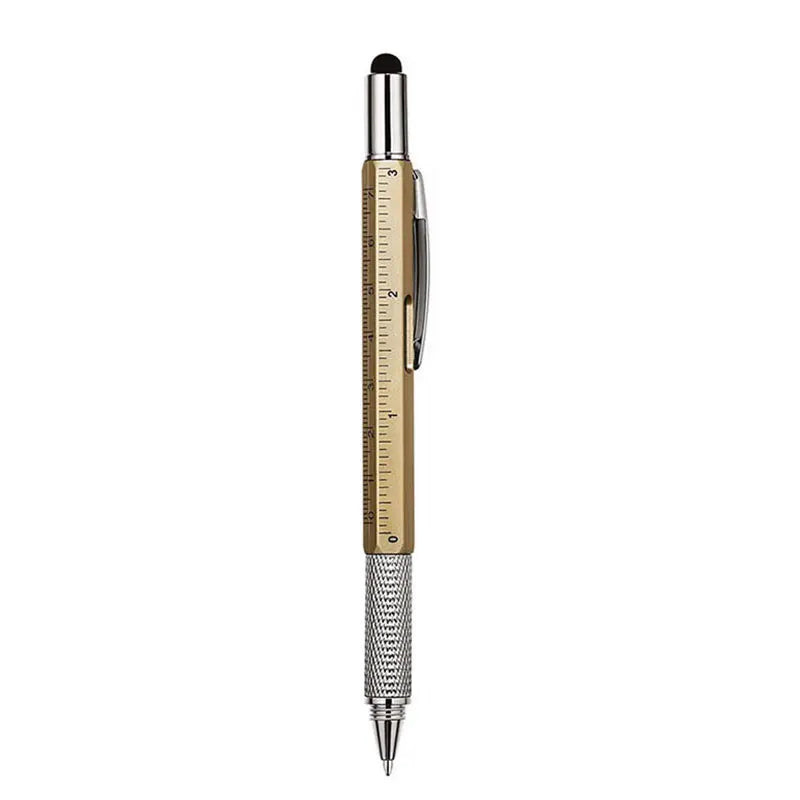 6-in-1 Multifunctional Ballpoint Pen with Hand Tool Features – Includes Ruler, Measuring Scale, Screwdriver, Touch Screen Stylus, and Spirit Level