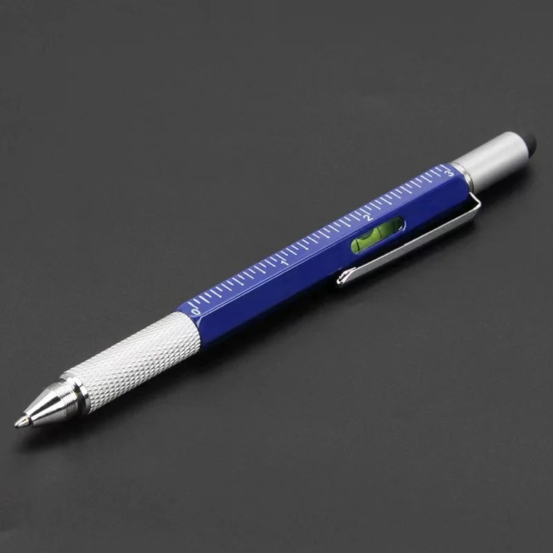 7-in-1 Multifunctional Ballpoint Pen with Practical Handheld Tools – Includes Measuring Ruler, Screwdriver, Touch Screen Stylus, and Spirit Level