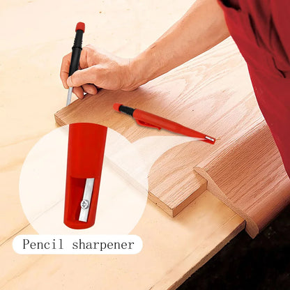 Solid Carpenter Mechanical Pencil for Woodworking & Construction, One-Piece Structure with Built-in Sharpener Pen Cap, Practical Stationery Tool