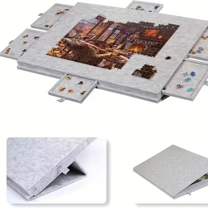 7Pcs 6-Drawer Portable Puzzle Desk Organizer – Artistic Polyester Fiber Storage, Decorative Puzzle Holder for Home & Desktop Art Decoration