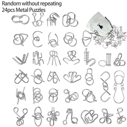 Metal Wire Puzzle Set, Brain Teaser IQ Test Disentangle Game, Iron Link Unlock Interlock Toy, Chinese Ring Magic Trick Puzzle