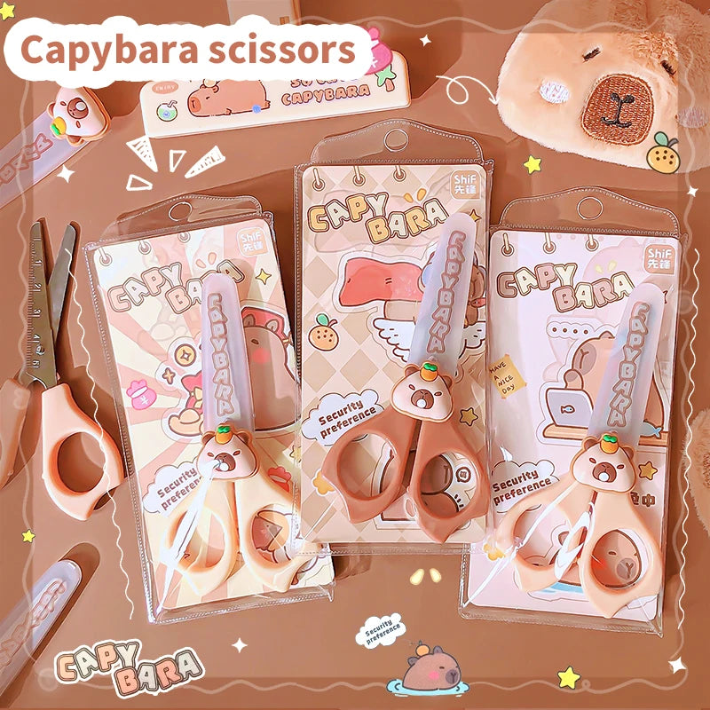 Cute Capybara Craft Scissors, Mini Safety Scissors for Kids, Practical Back to School Stationery, Ideal for DIY and School Projects