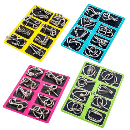 8Pcs/Set Metal Montessori Wire Puzzles, Brain Teaser Mind Games, Interactive Intelligence Toys for Kids & Adults, Stress Relief & Educational Gift