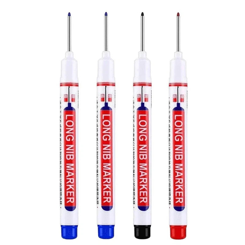 4Pcs/Set 20mm Deep Hole Long Nib Markers, Waterproof Permanent Pen for Metal, Drilling, Bathroom, Woodworking & Decoration, Multi-Purpose