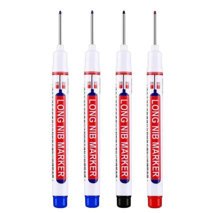 4Pcs/Set 20mm Deep Hole Long Nib Markers, Waterproof Permanent Pen for Metal, Drilling, Bathroom, Woodworking & Decoration, Multi-Purpose