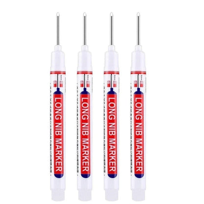 4Pcs/Set 20mm Deep Hole Long Nib Markers, Waterproof Permanent Pen for Metal, Drilling, Bathroom, Woodworking & Decoration, Multi-Purpose