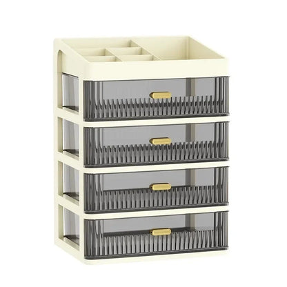 Transparent Plastic Desk Organizer with Drawer, Multifunctional Stationery Storage Box, Desktop Organizer for School & Office Supplies