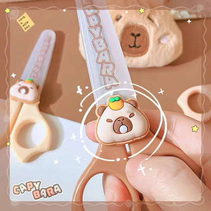 Cute Capybara Craft Scissors, Mini Safety Scissors for Kids, Practical Back to School Stationery, Ideal for DIY and School Projects