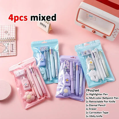 7-in-1 Stationery Set, Back to School & Birthday Gift, Including Pencils, Eraser, Correction Tape, Ideal School Prize for Kids & Office Use