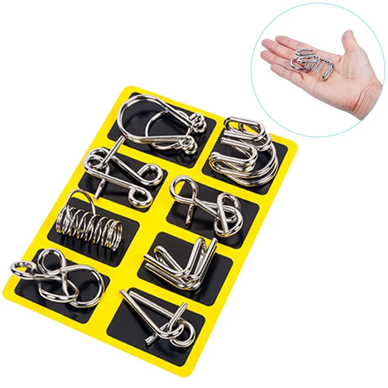 8Pcs/Set Metal Montessori Wire Puzzle, IQ Brain Teaser Toy for Kids & Adults, Interactive Stress Relief Educational Game