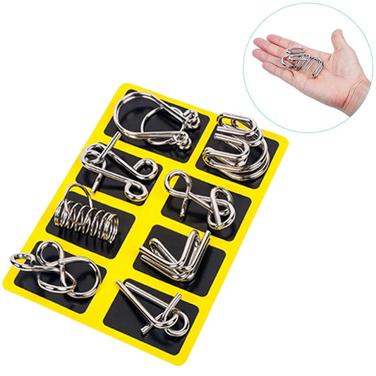 8Pcs/Set Metal Montessori Wire Puzzle, IQ Brain Teaser Toy for Kids & Adults, Interactive Stress Relief Educational Game