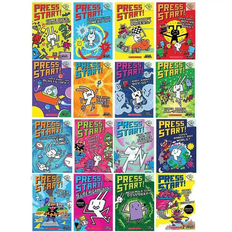 16 Books/Set Press Start English Picture Storybooks, Kids English Reading Learning Books for Children Ages 5 to 8