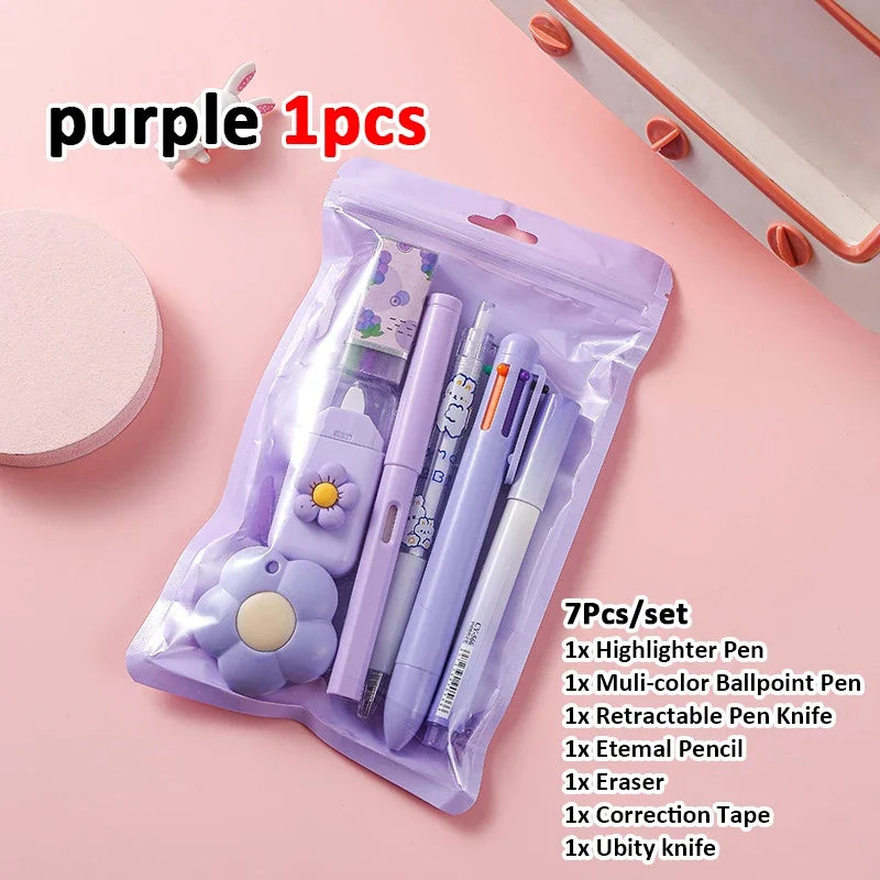7-in-1 Stationery Set, Back to School & Birthday Gift, Including Pencils, Eraser, Correction Tape, Ideal School Prize for Kids & Office Use