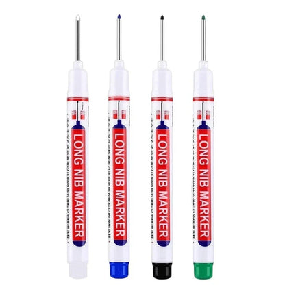 4Pcs/Set 20mm Deep Hole Long Nib Markers, Waterproof Permanent Pen for Metal, Drilling, Bathroom, Woodworking & Decoration, Multi-Purpose