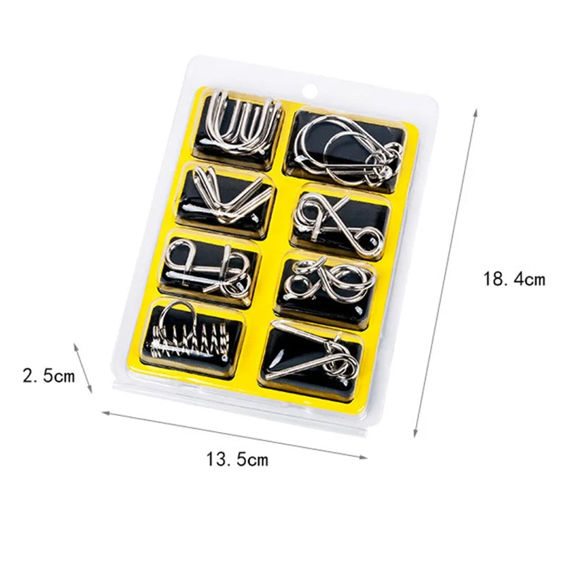 8Pcs/Set Metal Montessori Wire Puzzle, IQ Brain Teaser Toy for Kids & Adults, Interactive Stress Relief Educational Game