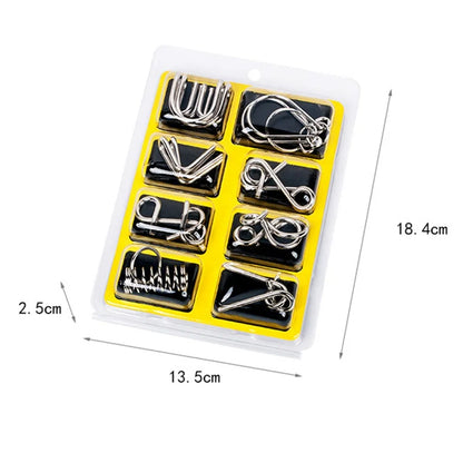 8Pcs/Set Metal Montessori Wire Puzzle, IQ Brain Teaser Toy for Kids & Adults, Interactive Stress Relief Educational Game