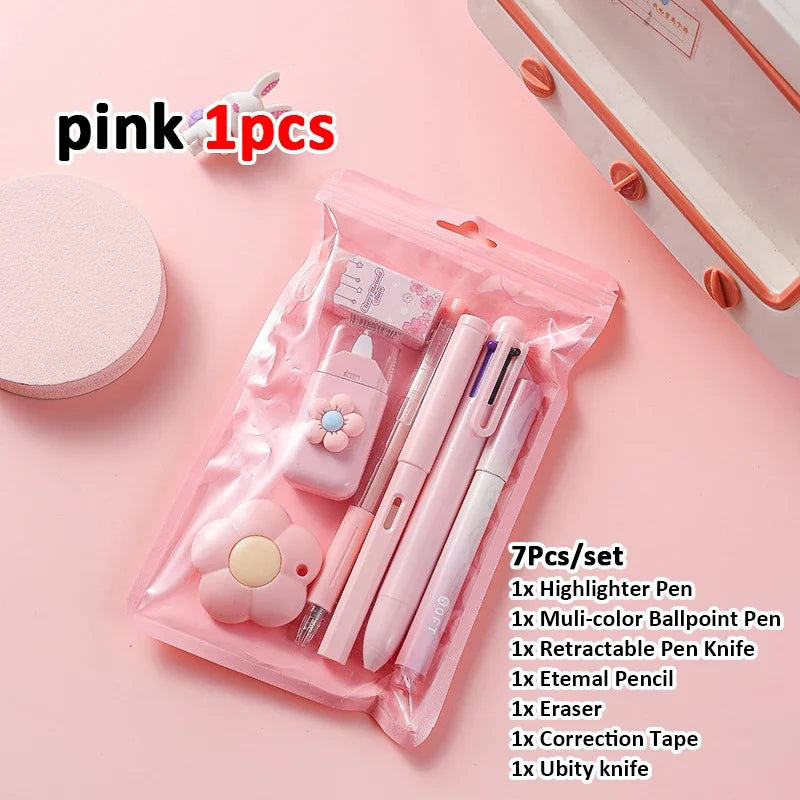 7-in-1 Stationery Set, Back to School & Birthday Gift, Including Pencils, Eraser, Correction Tape, Ideal School Prize for Kids & Office Use