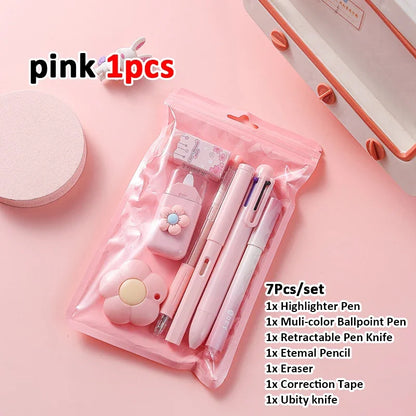 7-in-1 Stationery Set, Back to School & Birthday Gift, Including Pencils, Eraser, Correction Tape, Ideal School Prize for Kids & Office Use