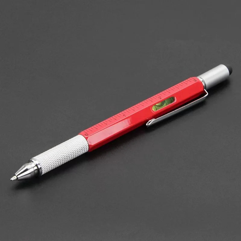 7-in-1 Multifunctional Ballpoint Pen with Practical Handheld Tools – Includes Measuring Ruler, Screwdriver, Touch Screen Stylus, and Spirit Level