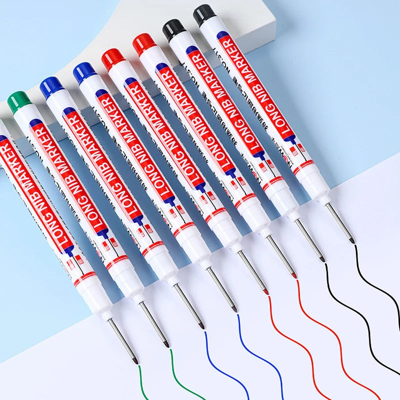 4Pcs/Set 20mm Deep Hole Long Nib Markers, Waterproof Permanent Pen for Metal, Drilling, Bathroom, Woodworking & Decoration, Multi-Purpose