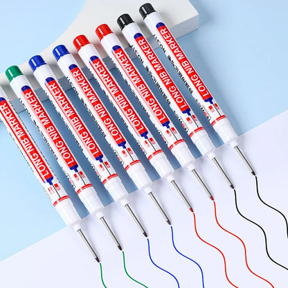 4Pcs/Set 20mm Deep Hole Long Nib Markers, Waterproof Permanent Pen for Metal, Drilling, Bathroom, Woodworking & Decoration, Multi-Purpose