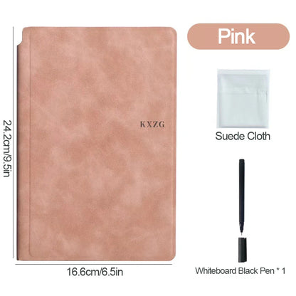 A5 Erasable Whiteboard Notebook, Leather Cover Portable Draft Notebook, Reusable Writing Board Desktop Memo Pad