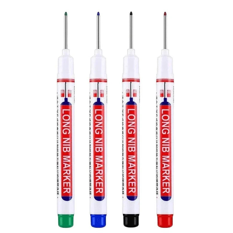 4Pcs/Set 20mm Deep Hole Long Nib Markers, Waterproof Permanent Pen for Metal, Drilling, Bathroom, Woodworking & Decoration, Multi-Purpose