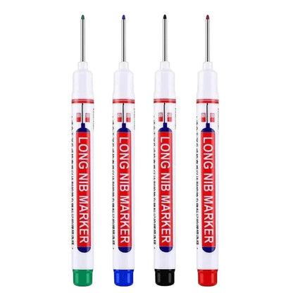 4Pcs/Set 20mm Deep Hole Long Nib Markers, Waterproof Permanent Pen for Metal, Drilling, Bathroom, Woodworking & Decoration, Multi-Purpose
