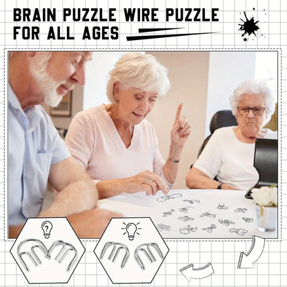 Metal Wire Puzzle Set, Brain Teaser IQ Test Disentangle Game, Iron Link Unlock Interlock Toy, Chinese Ring Magic Trick Puzzle