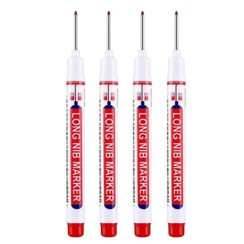 4Pcs/Set 20mm Deep Hole Long Nib Markers, Waterproof Permanent Pen for Metal, Drilling, Bathroom, Woodworking & Decoration, Multi-Purpose