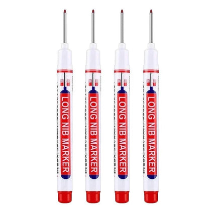 4Pcs/Set 20mm Deep Hole Long Nib Markers, Waterproof Permanent Pen for Metal, Drilling, Bathroom, Woodworking & Decoration, Multi-Purpose