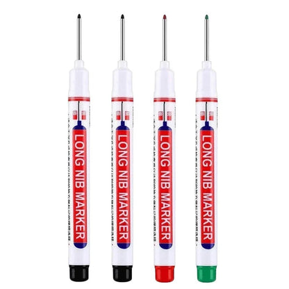4Pcs/Set 20mm Deep Hole Long Nib Markers, Waterproof Permanent Pen for Metal, Drilling, Bathroom, Woodworking & Decoration, Multi-Purpose