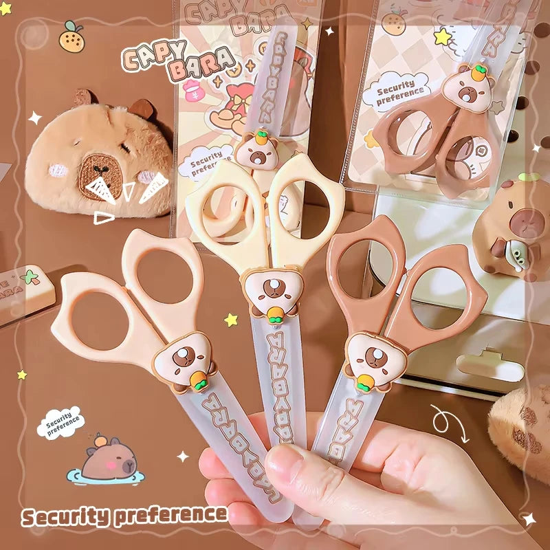Cute Capybara Craft Scissors, Mini Safety Scissors for Kids, Practical Back to School Stationery, Ideal for DIY and School Projects