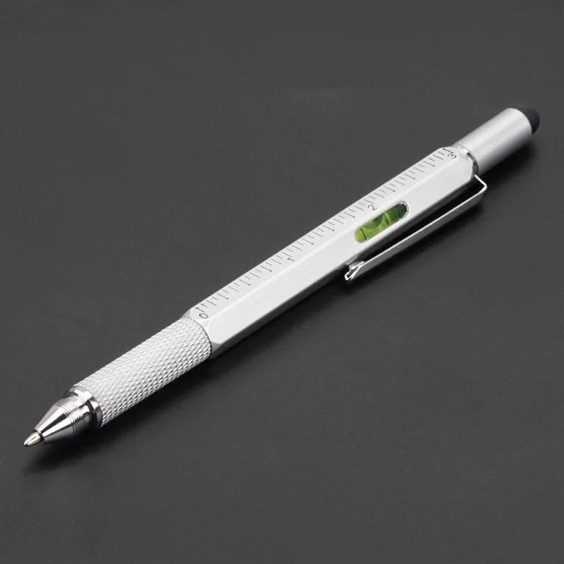 7-in-1 Multifunctional Ballpoint Pen with Practical Handheld Tools – Includes Measuring Ruler, Screwdriver, Touch Screen Stylus, and Spirit Level