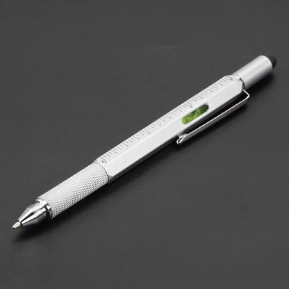 7-in-1 Multifunctional Ballpoint Pen with Practical Handheld Tools – Includes Measuring Ruler, Screwdriver, Touch Screen Stylus, and Spirit Level