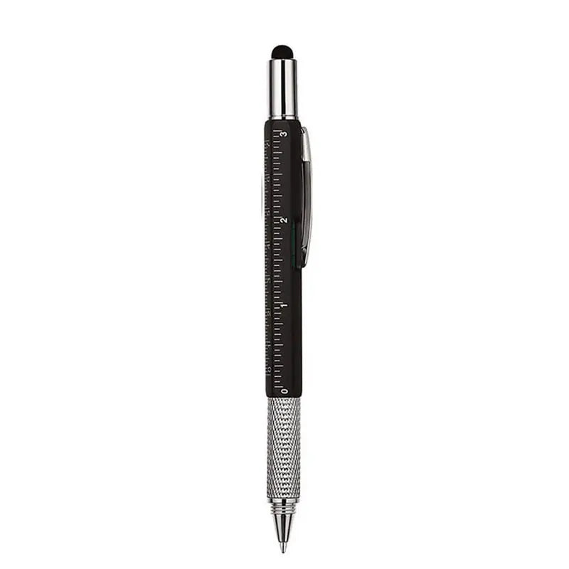6-in-1 Multifunctional Ballpoint Pen with Hand Tool Features – Includes Ruler, Measuring Scale, Screwdriver, Touch Screen Stylus, and Spirit Level