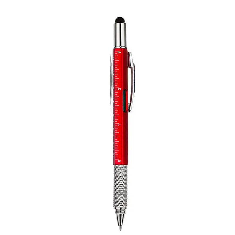 6-in-1 Multifunctional Ballpoint Pen with Hand Tool Features – Includes Ruler, Measuring Scale, Screwdriver, Touch Screen Stylus, and Spirit Level