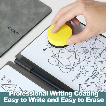A5 Erasable Whiteboard Notebook, Leather Cover Portable Draft Notebook, Reusable Writing Board Desktop Memo Pad